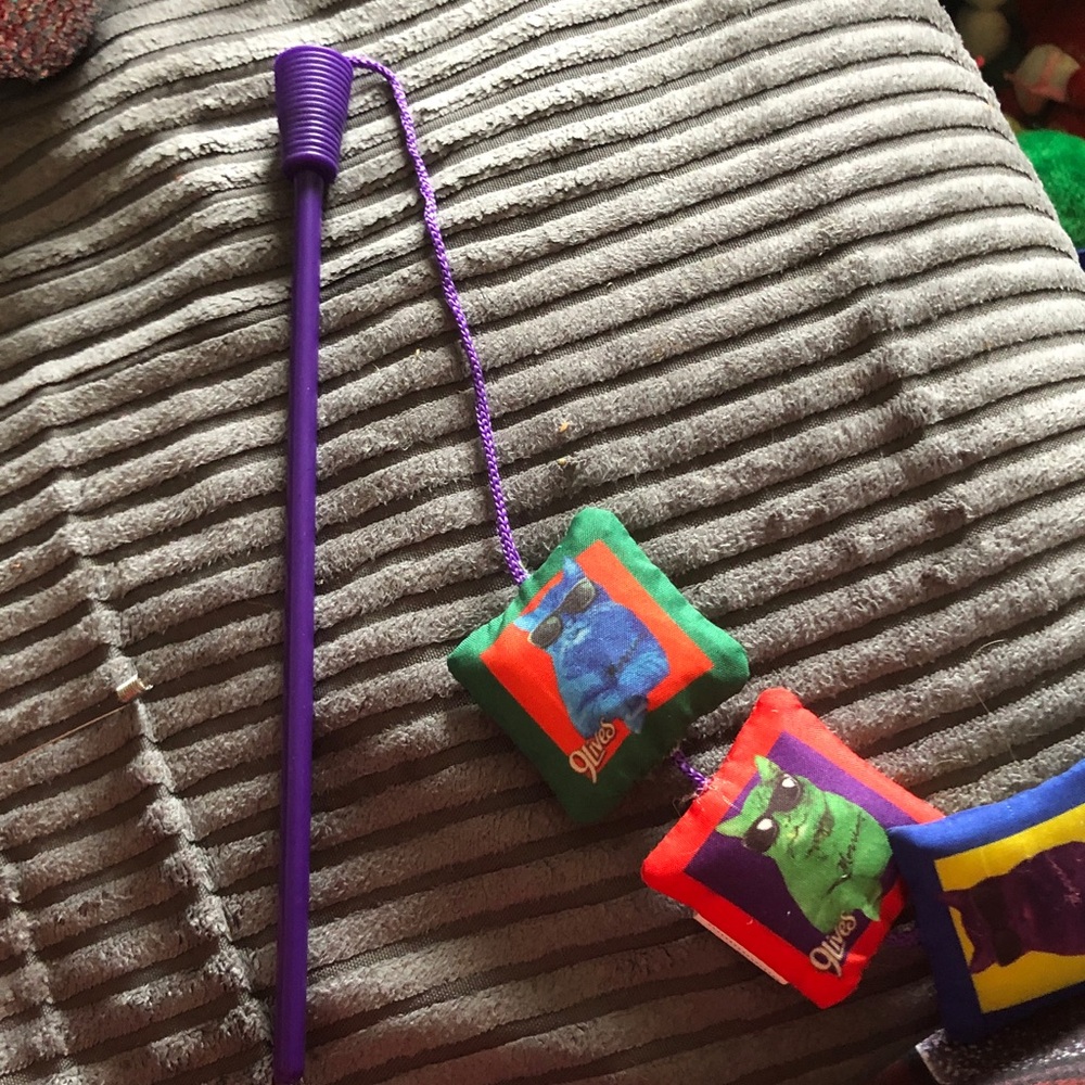 Olivers Purple Cat Wand with Colorful Plush Squares